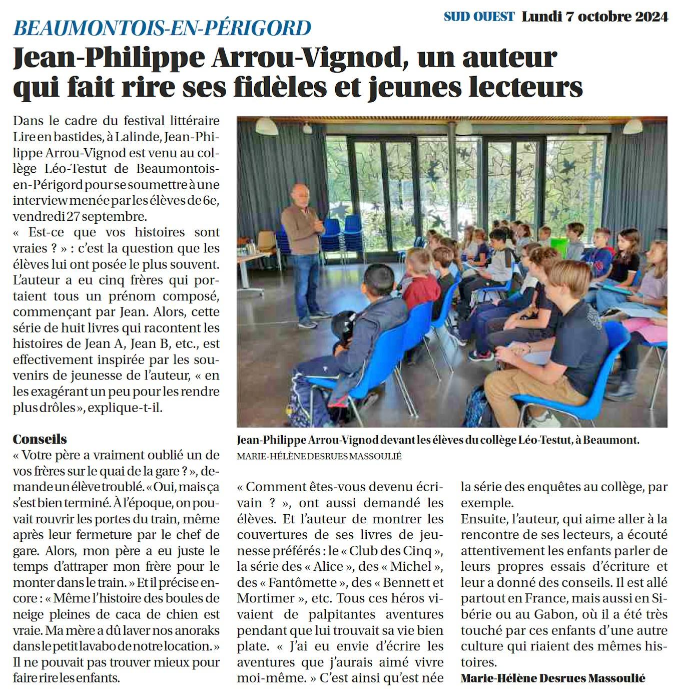 Sud ouest du 7 octobre 2024 autre article